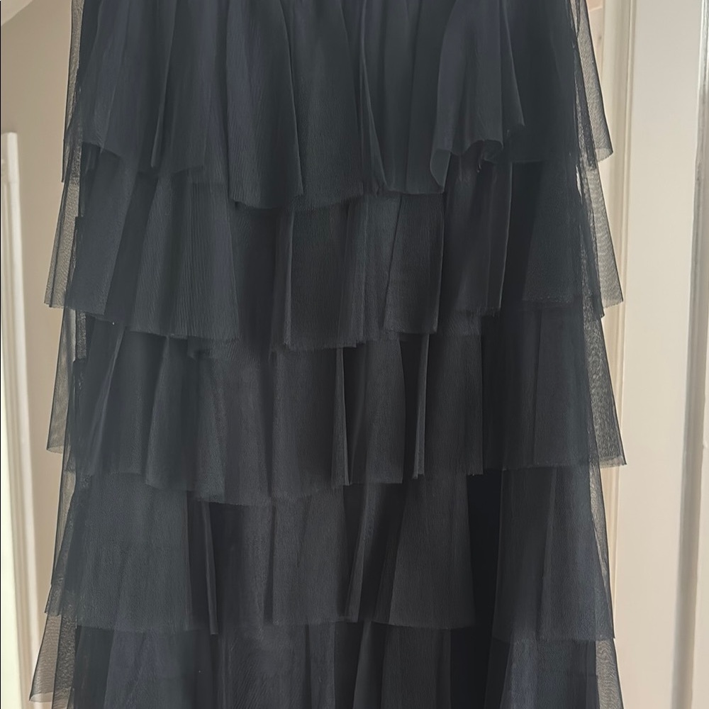 Elegant Black Tiered Ruffle Skirt